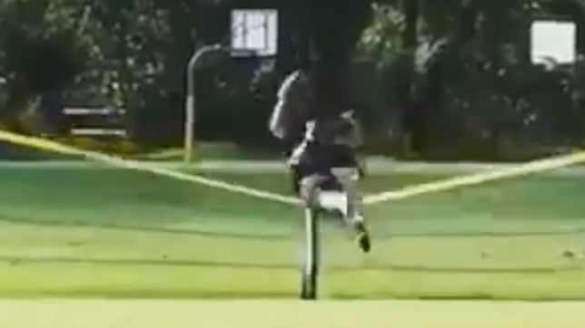 Center Fielder Chandler Mevis of Petaluma H.S robs Sonoma Valley H.S of a HR.