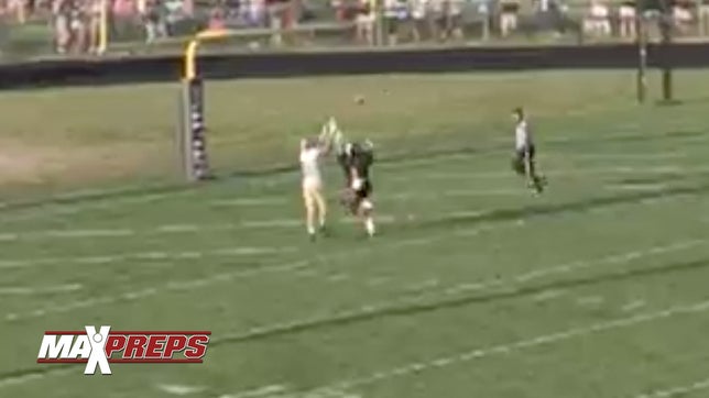 Bishop Luer's (IN) Austin Mack makes a legit interception against Bishop Dwenger in their 28-15 season opening win.