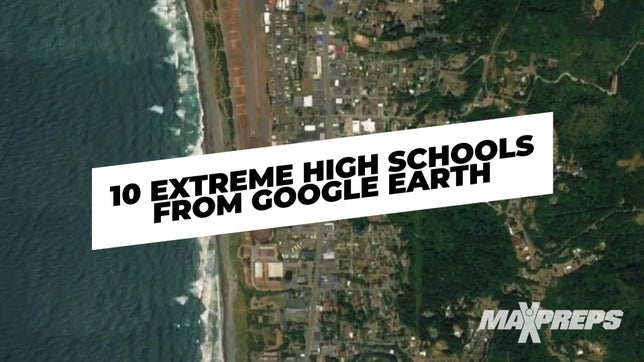 Views of multiple extreme high schools and high school football stadiums seen by Google Earth