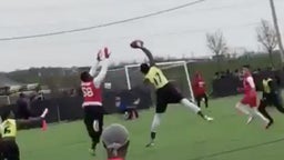 Ridiculous one-handed, backhand interception