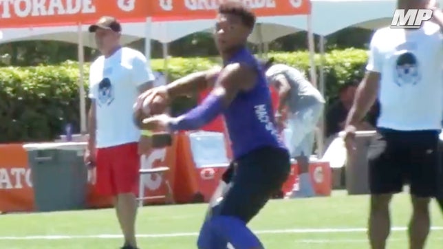 Harrison's (GA) 5-star quarterback Justin Fields has been one of the best players overall at The Opening this weekend.