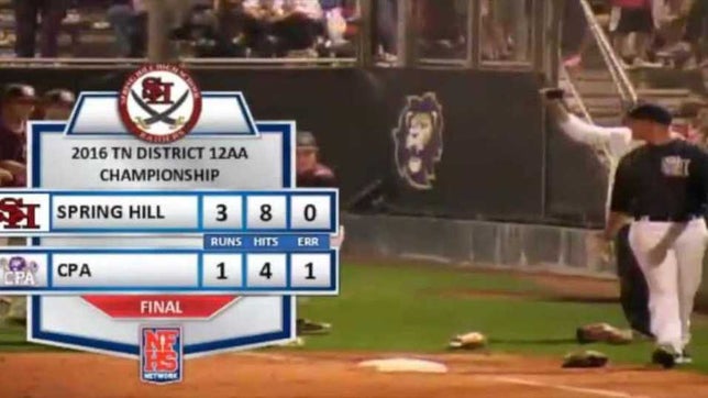 Spring Hill wins it's 6th District Championship in 8 Seasons with a 3-1 win over #1 CPA. Head Coach Paul Lamm takes the bath!