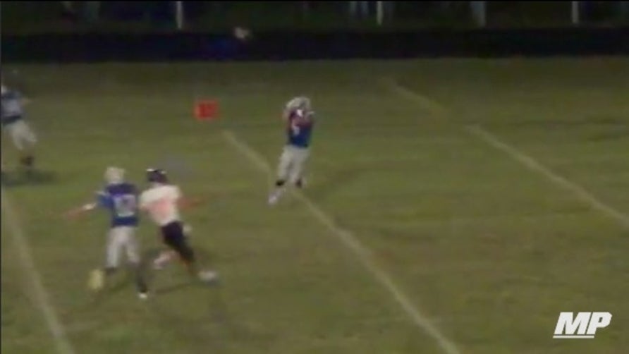 Is this legal? The punt hits off a Shelton (NE) Bulldog and flies 15 yards downfield to Daniel Romero, who then runs it in for a touchdown!