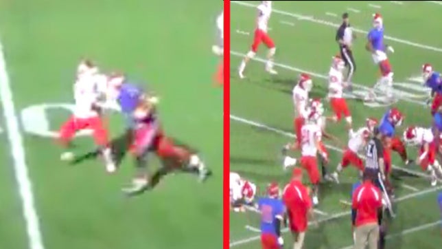 Devonte Lee of Marshall (OK) is an absolute beast! He might be the Marshawn Lynch of high school football as he stiff arms and truck sticks anybody who gets in his way.