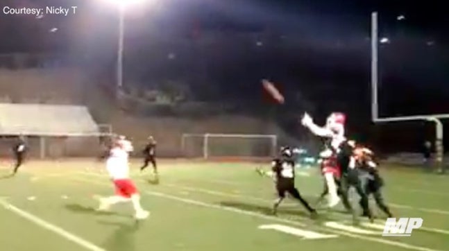 You will have to see what happened next after this hail mary reception came up just short. Wow, what a play!