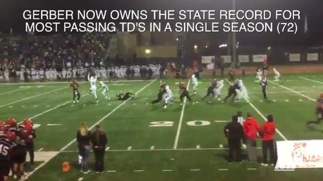 Nick Gerber of Levelland (TX) set the single-season passing touchdown state record with his 72nd passing TD.