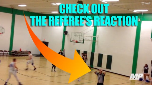 This shot by Brayden Peterson of GMG (Garwin, IA) was so crazy, even the referee couldn't hold back his reaction.