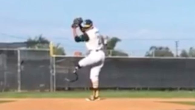 Senior Ruben Marin lost his left leg to a gun shot wound. He now plays baseball with a prosthetic leg and has become the Gauchos' No. 3 starting pitcher.
