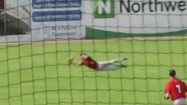 Remember the scene in the original Space Jam when Michael Jordan fictionally stretches his arm from half-court and jams it home? Perhaps, if Space Jam ever became a baseball movie, this full-extension, diving catch by Zak Trim might earn him the leading role.