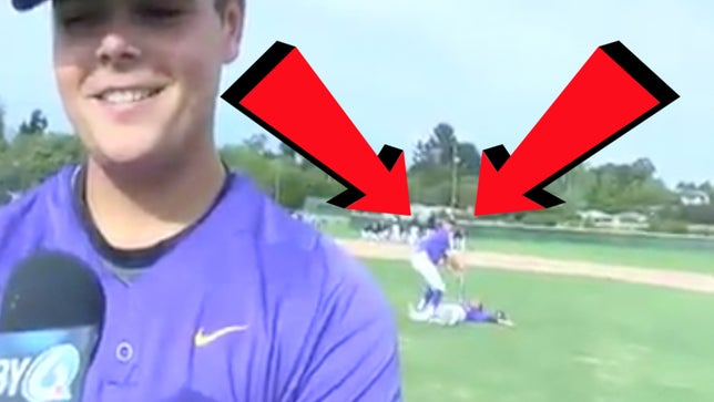Should somebody let Mitchell Bagby know that his teammates are completely ruining his spotlight? The Righetti Warriors (Santa Maria, CA) have brought the videobomb to the high school baseball diamond.