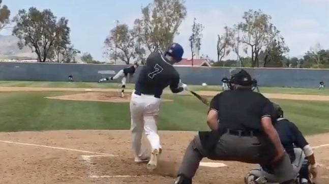 Casey Schmitt of Eastlake (Chula Vista, CA) is too smooth. The San Diego State baseball commit tattoos this ball into the San Ysidro Mountains and proves he has done it before.