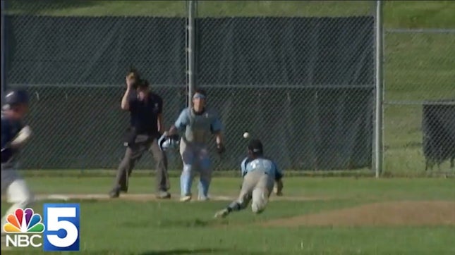 Diving plays are special. Diving plays that start a triple play are nearly unheard of. Led by pitcher John Thibeault, the South Burlington Rebels (VT) tallied the first out via pop-up, the next via putout at second base, and the third via putout at first base.