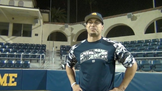 Four-time MLB All Star and home run champion, Giancarlo Stanton, returned to his alma mater Notre Dame (Sherman Oaks, CA) to take batting practice for a commercial. Of course, Stanton sent some pitches into orbit. Courtesy: https://www.youtube.com/channel/UC-ZMpIh10xAl361BCBYqavg
