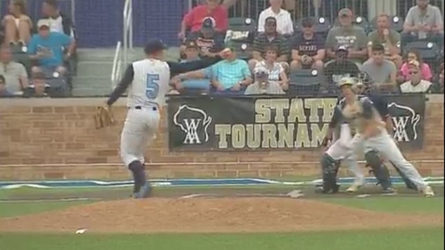 Oklahoma Sooners commit Anthony Schlass of West (West Bend, WI) sticks his bare hand out and snags this line drive in mid-air. This catch helped Shlass' Spartans win the 2017 WIAA State Championship.