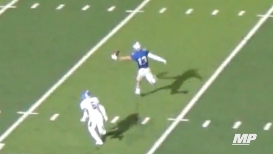 Caden Leggett of Georgetown (TX) earned the No. 1 play on ESPN's SportsCenter on September 7th. Check out the 3-star uncommitted wide receiver as he only needs one hand for this ridiculous snag.