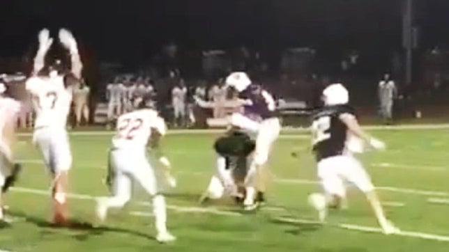 Jackson Byrd of Father Ryan (TN) scored his fourth touchdown of the night. Father Ryan was down by three with four seconds left they went ahead and faked the field goal on final play for the win.