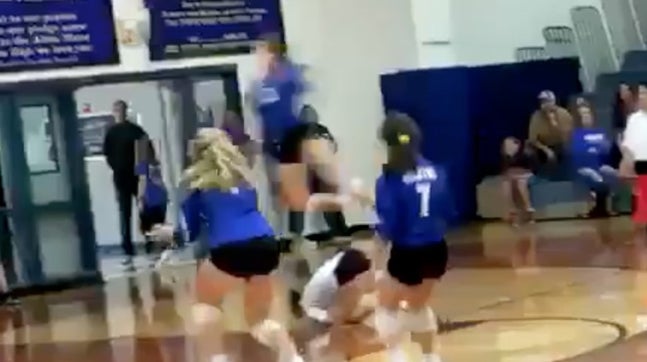 Autumn Finney of Decatur (TX) just pulled off one of the greatest volleyball plays ever caught on tape. Finney soars through the air and somehow makes a diving save.