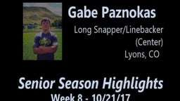 Gabe Paznokas - Week 8 - Senior Highlights