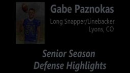 Gabe Paznokas - Senior Highlights - Defense