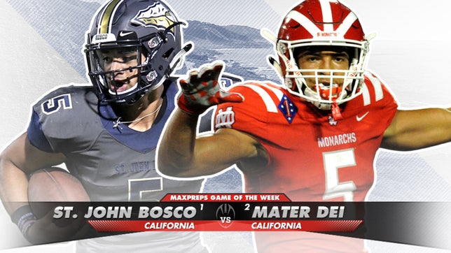 For the eighth time in MaxPreps history the No. 1 and No. 2 teams face off and it features a huge Trinity League showdown between No. 1 St. John Bosco and No. 2 Mater Dei.