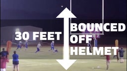 Pass bounces off helmet 30 feet in the air for a touchdown