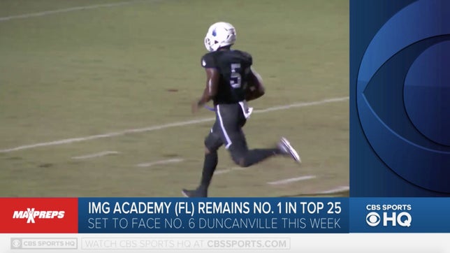 Steve Montoya and Zack Poff join Sherree Burruss on CBS HQ to break down this week's rankings as No. 1 IMG Academy (FL) gets ready to travel to Texas to face No. 6 Duncanville (TX).