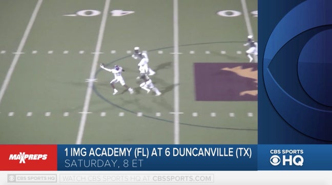 Steve Montoya and Zack Poff break down the biggest high school football game of the year between No. 1 IMG Academy and No. 6 Duncanville. 

*The game is at 1 p.m. ET at Globe Life Park (Arlington, Texas)
