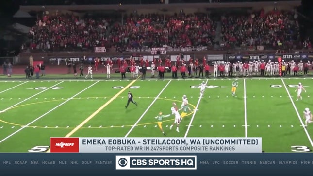 Steve Montoya and Zack Poff take a look at Steilacoom's (WA) 5-star wide receiver Emeka Egbuka as the early National Signing Day period approaches. His final three includes Ohio State, Oklahoma and Washington.