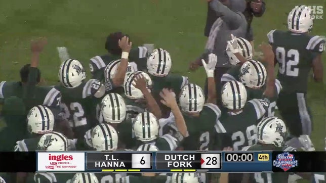 Highlights of No. 15 Dutch Fork's 28-6 win over T.L. Hanna in the South Carolina 5A state championship. The Silver Foxes became the first public school in state history to win five straight state titles.