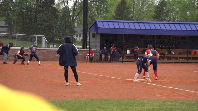 Kayla O'Malley, 2024 OF at Buffalo Grove High School, hits a homerun at Conant on May 18, 2021.