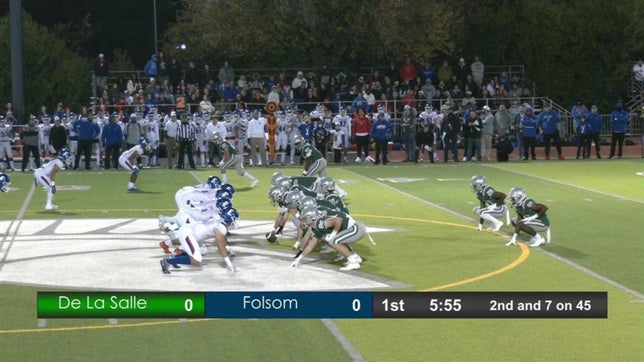 Tyler Tremain accounts for all four Folsom Bulldogs touchdowns, defense stops De La Salle on two-point try to seal victory.