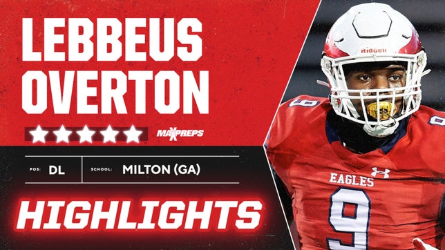 MaxPreps National Football Editor Zack Poff breaks down the type of player Milton's (GA) 5-star defensive lineman Lebbeus "LT" Overton is. He announced earlier today that he is reclassifying from the Class of 2023 to 2022 and released his Top 5 that includes Georgia, Ohio State, Oklahoma, Oregon and Texas A&M.