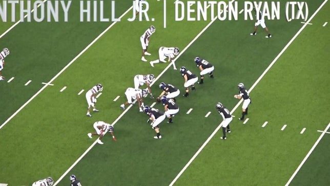 Junior season highlights of Denton Ryan's (TX) five-star linebacker Anthony Hill Jr. He finished the year with 131 tackles, 18 TFL, eight sacks, two interceptions, two forced fumbles and rushed for seven scores.