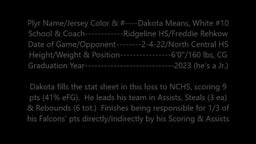 Dakota Means' highlights of the NCHS Game on 2/4/22