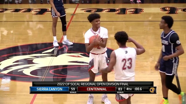 Highlights of No. 2 Corona Centennial's (Corona) 83-59 win over No. 11 Sierra Canyon (Chatsworth) in the CIF SoCal Open Division championship game.
