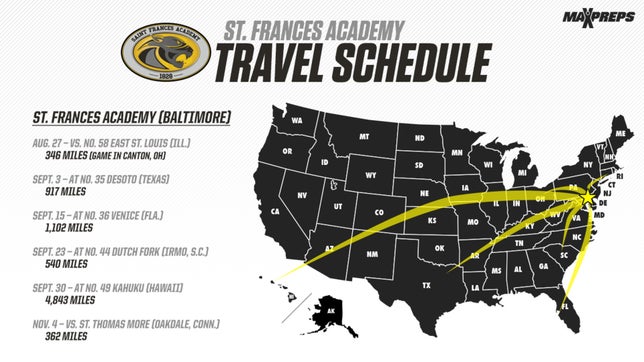 MaxPreps Preseason No. 3 St. Frances Academy (MD) will log over 8,400 miles this season.