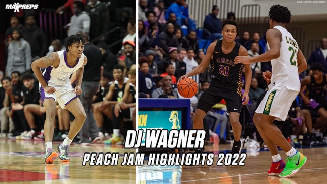 DJ Wagner highlights with NJ Scholars 17u at the 2022 Nike EYBL Peach Jam.