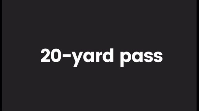 20 yard reception (12 YAC/R)