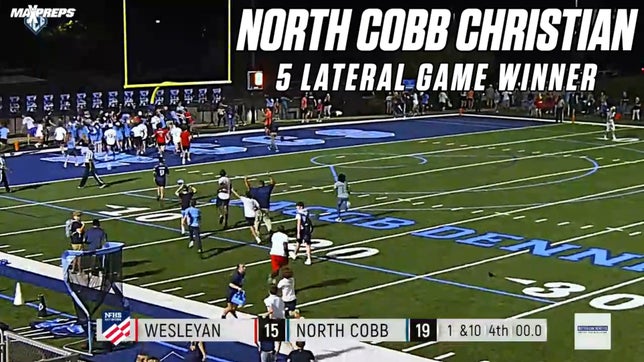 Down 15-13 with 10 seconds left, North Cobb Christian (GA) pulled off the miracle play vs Wesleyan (GA)
