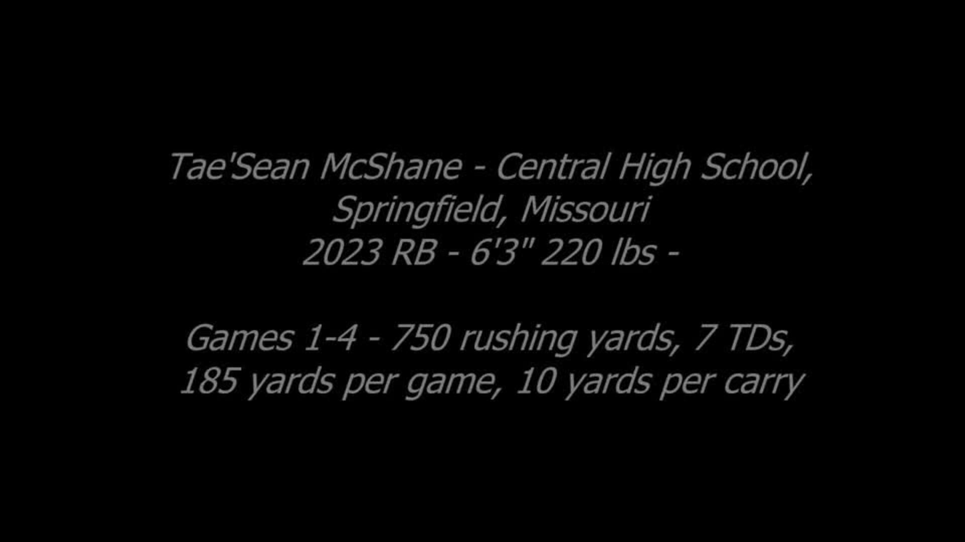 2023 RB Tae'Sean McShane - Weeks 1-4