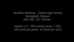 2023 RB Tae'Sean McShane - Weeks 1-4