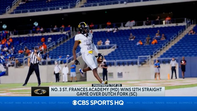 MaxPreps National Football Editor Zack Poff joins Jaclyn DeAugustino on CBS HQ to talk about No. 3 St. Frances Academy's (Baltimore, MD) 4-0 start and how impressive they have been to start the 2022 season.