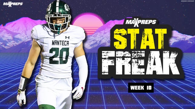 Blake Nichelson of Manteca (Manteca, CA) headlines week ten of MaxPreps Football Weekly Stat Freaks.