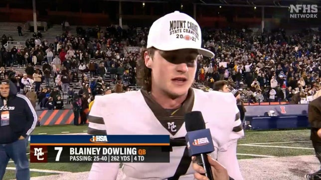 Highlights of Mount Carmel's (Chicago) 44-20 win over Batavia in the Illinois 7A state championship. Dowling completed 25 of 40 passes for 262 yards and four touchdowns.