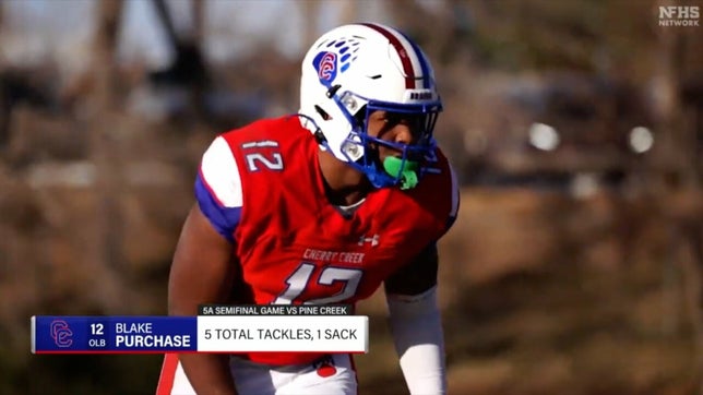 Highlights of Cherry Creek's (Greenwood Village) 24-17 win over Valor Christian (Highlands Ranch) in the Colorado 5A state championship. Four-star Oregon commit Blake Purchase made plays on both sides of the ball to lead the Bruins to their fourth straight 5A state title.