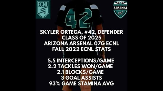 Skyler Ortega #42 Defender ECNL U16 Fall highlights AZ Arsenal ECNL Girls U16, Class of 2025, Notre Dame Prep Scottsdale Varsity Team, #ecnl #ecnlgirls #azarsenal #bleedteal #NDP #notredame #notredameprep #soccer #arizona