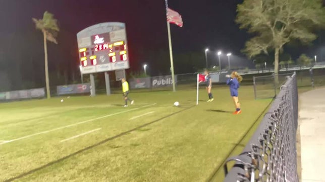 Natalie McCann corner kick to Jenny Dearie for a goal to break the tie game.