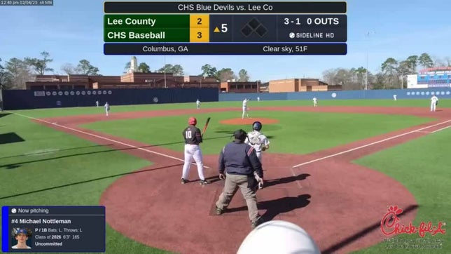Michael Nottleman 1st career Varsity strikeout vs Lee Co.