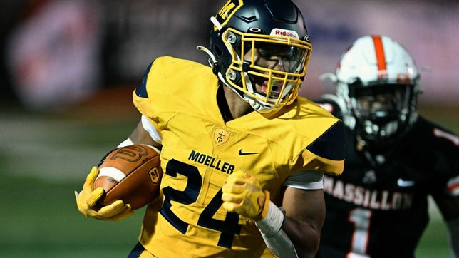 Junior season highlights of Archbishop Moeller's (Cincinnati, OH) 4-star running back Jordan Marshall. He rushed for nearly 2,000 yards and 30 touchdowns. Marshall was a first team selection on the 2022 MaxPreps Junior All-America Team.