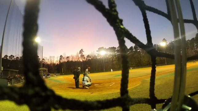 Peyton Rivers hit up the middle in Game #2 vs Vance Charter